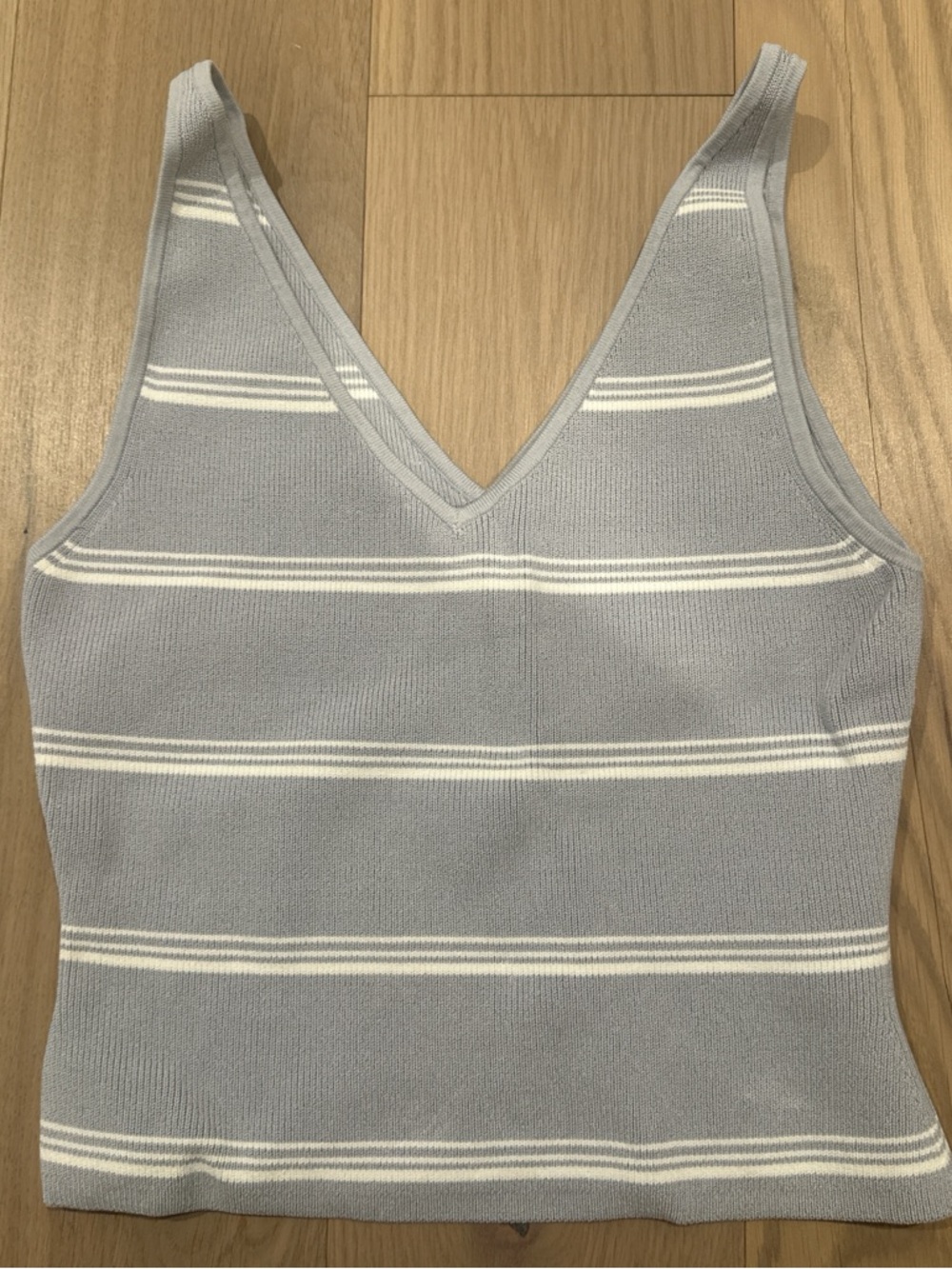 Aritzia Babaton Fitted Knit Tank Light Blue & White